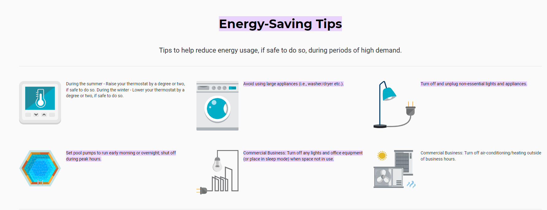 Ercot energy saving tips